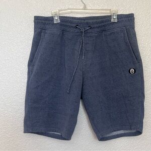 Volcom mens sweater shorts blue w/ black speckles  elastic waist Size XL